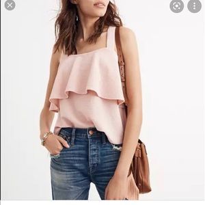 Madewell tiered cross back tank top in pink